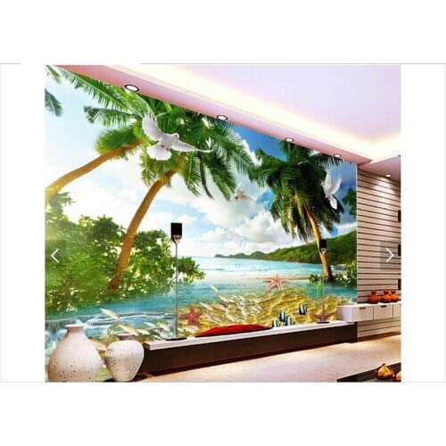 3d photo wallpaper custom 3d TV wallpaper murals seaside scenery sea star TV setting wall 3d living room wallpaper