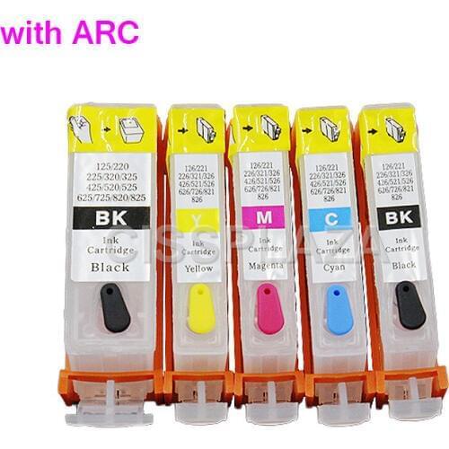 CISSPLAZA 5sets PGI220 CLI221 refillable Ink cartridge compatible for canon MX870 MX860 MP560 MP620 MP640 iP3600 iP4600 iP4700
