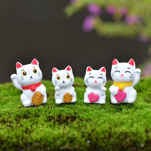 5pcs Cute Cat Cartoon Animal Garden Figures Fairy Garden Miniatures Cut Cat Toys Miniature Accessories Home Decoration