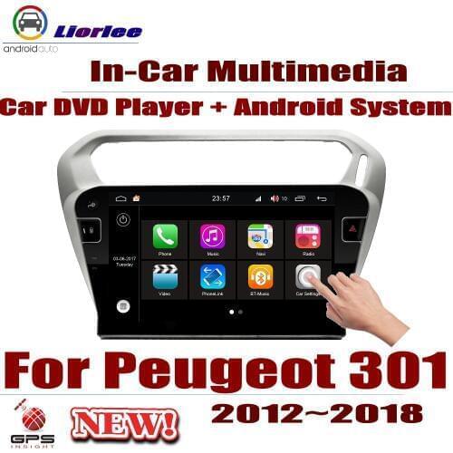 Car Radio DVD Player GPS Navigation For Peugeot 301 2012-2018 Android HD Displayer System Audio Video Stereo In Dash Head Unit