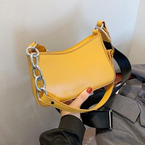 Baguette Square chain Pure color pleated high quality women shoulder bag fashion Women leather handbags Handbags and purse