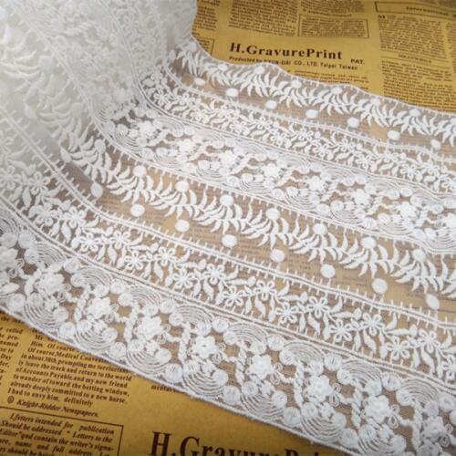 Free Shipping Exquisite Double Side Embroidered Lace Fabric Six Rows Flower Cothing Accessories DIY Width 20cm 3Yds/lot