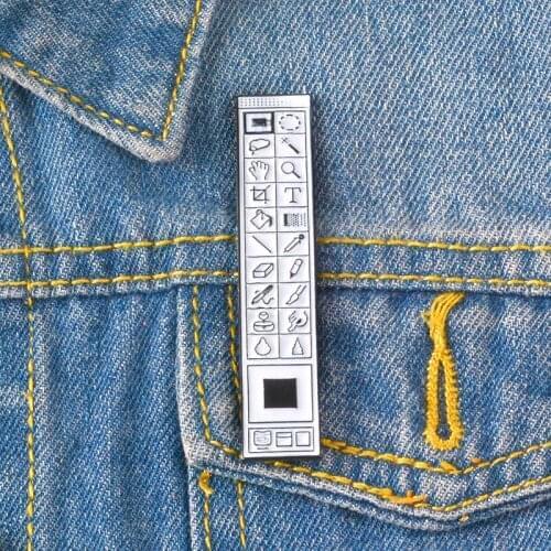 Ps Toolbar Cartoon Paintbrush Denim Alloy Brooch Enamel Pins Metal Broches for Women Badge Pines Metalicos Brosche Accessories