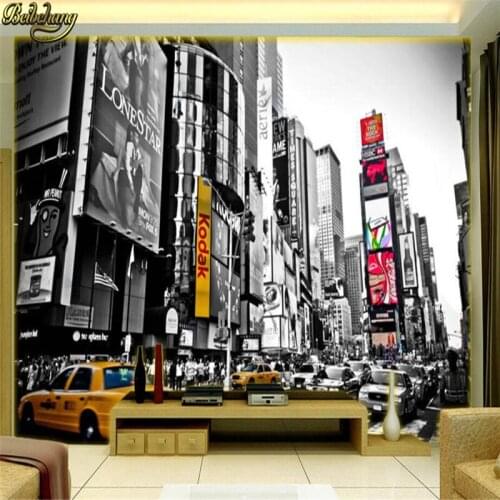 Beibehang bedroom TV in New York building murals for living room 3Ddimensional space mural wall paper European People Wallpaper
