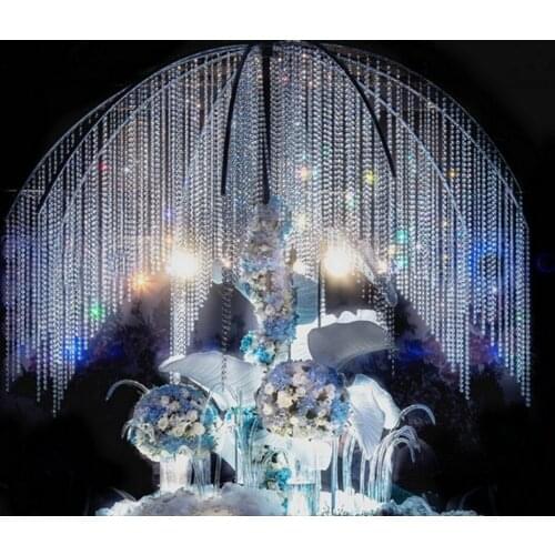 0.5/1Meter Garland Strand Gold Ring Hanging Crystal Glass Bead Curtain Diamond Chains Party Tree Wedding Centerpiece Party Decor