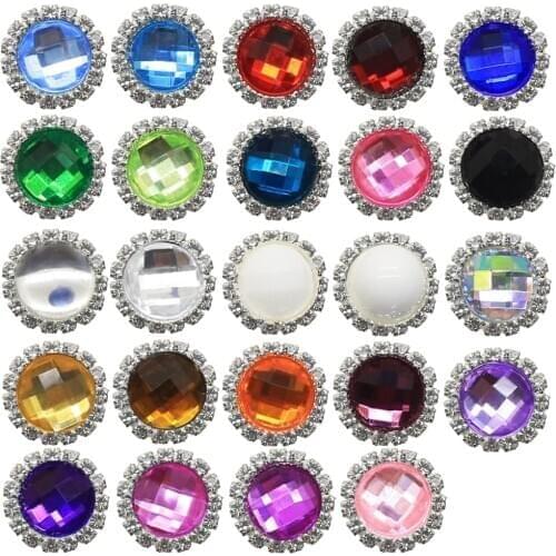 Hot selling 10Pcs 15mm Round Diy jewelry Accessories rhinestones pedestal embellishments caps Decoration For Making Mix Color