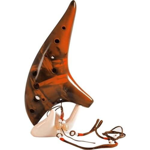 Hot Sale 12 Holes Ceramic Ocarina Alto C Tone Classic Flute Instruments with Protection Bag + Lanyard Gift High Quality