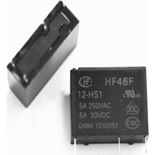 HF46F-005-HS1 HF46F-012-HS1 HF46F-024-HS1 5VDC 12VDC 24VDC 5A 250VAC 4pin