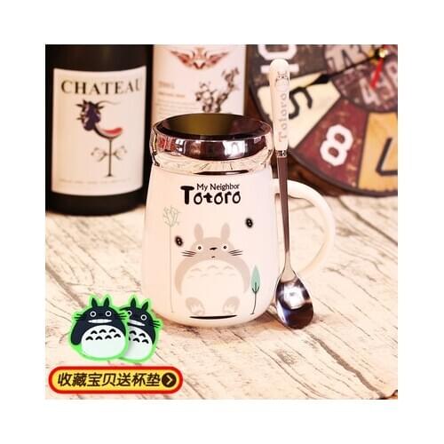 Ceramic Cartoon totoro coffee mug cartoon tea milk copo with lid large capacity cup drinkware with spoon 400ml