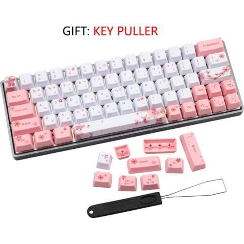 Dye Subbed PBT Keycaps Korean characters 73 Keys OEM Profile For MX Switches dz60/GK64/Annie /poker keyboard Sakura Keycap