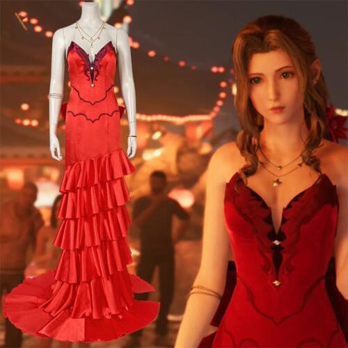 Final Fantasy VII Aerith Gainsboroughs Cosplay costume from Final Fantasy VII, same costume, grown-up girls Halloween Carnival