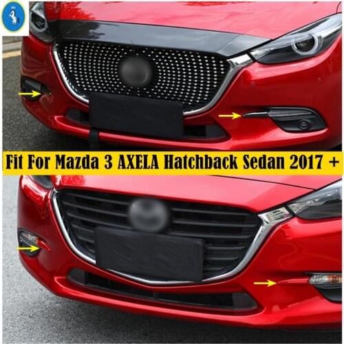 Red / Carbon Fiber Look Exterior Front Bumper Fog Lights Lamps Eyelid Eyebrow Cover Trim For Mazda 3 Hatchback Sedan 2017 2018