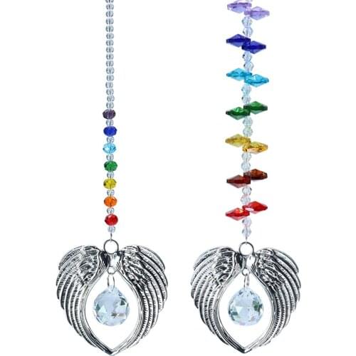 Bead Crystal Angel Wings Prisms Hanging Rainbow Chaser Lighting Accessories for Window Curtains Pendant Decoration