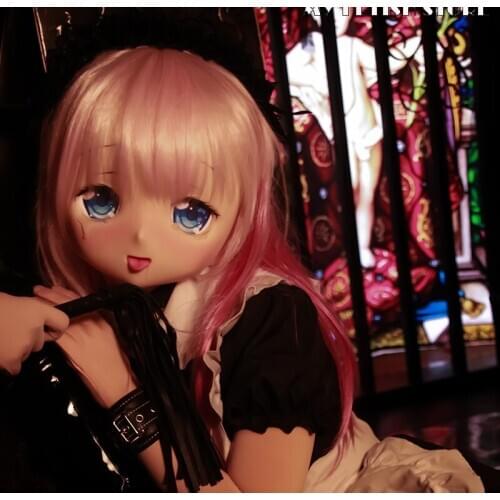 KXZ31)Customize Half Head Female/Girl Resin Crossdress Japanese Cartoon Character Anime Cosplay Kigurumi Doll Mask With Tongue