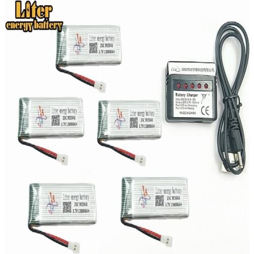 1300mAh 3.7V 903048 25c LiPo Battery + USB Plug AC Charger forX5SW X5SC X5 X5C RC Drone Quadcopter Spare Battery Parts