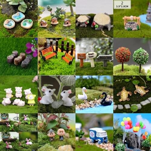 1PC Miniatures Decorations Terrarium Moss Bonsai Flowerpot Home Resin Craft Random Style New Mini Villas Ornaments Fairy Garden