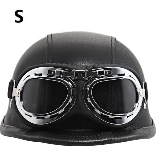 Motorcycle Helmet w/ Goggles Visor Scooter Riding Helmet for Retor Vintage Helmet For Vespa Cafe Racer S Size Helmet