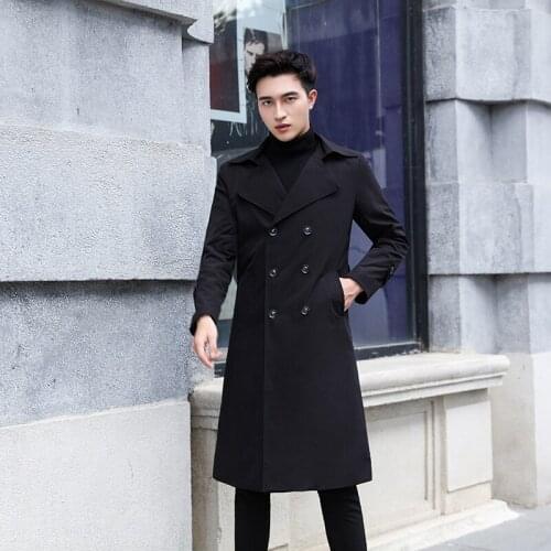 2021 Spring Autumn Casual Mens Long Jacket Men Cardigan Overcoat Streetwear Double-Breasted Trench Coats Male 2 Colors S-3XL