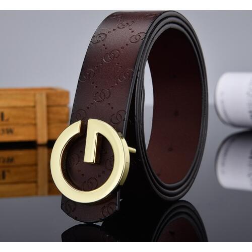 Aoluolan Design G Letter buckle High Quality Cowhide Mens Woman Belts Casual Fashion Smooth buckle Belt Width 3.4cm