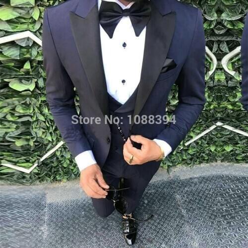Navy Blue Men Suit Latest Coat Pant Design Wedding Suits For Men Casual Prom Groom Suit Men 3 Piece Costume Homme Mariage Suit