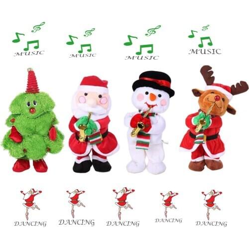 Musical Toy Christmas Gift Singing and dancing Doll Christmas Tree Swinging Hat Electric Children Toys