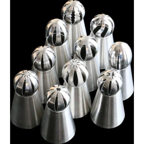 2017 New 10PCS Sphere Ball Shape Russian Nozzles Cake Cupcake Decorating Icing Piping Nozzles Russian Cream Nozzles Pastry Tips