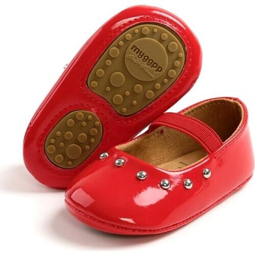 PU Leather Shoes Newborn Baby Girl Shoes Rivet Princess Non-slip First Walkers Soft Bottom Non-slip Toddler Shoes 0-18M