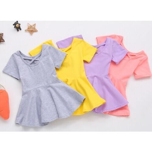 Infant Clothes Girl Summer Baby Girls Mini Dress Kids Toddler Dance Backless Cross Cute Dresses Princess Casual Cotton 1-4Y NEW
