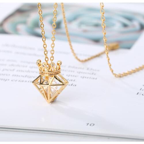 Fashion Crown Shape Pendant Necklaces Collar Gold Chain Necklace Choker Shiny Necklace for Women man Jewelry Christmas Gifts