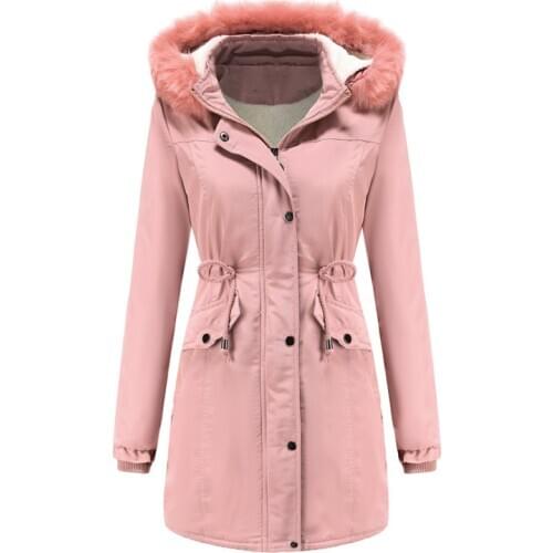 Womens Hooded Coat Parka Plus Size Big Fur Collar Hooded Womens Snow Parka Coat Jacket Winter Long Outwear