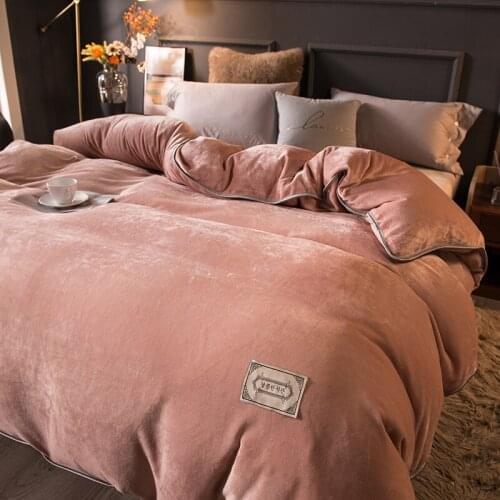 Light pink/milk velvet single quilt cover, 1 piece of solid color warm and thick home textile single quilt cover