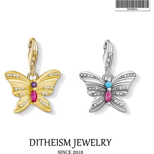 Charm Pendant Butterfly 925 Sterling Silver Gold Fit Bracelet & Necklace 2021 New Fine Women Jewelry Accessories Bohemia Gift