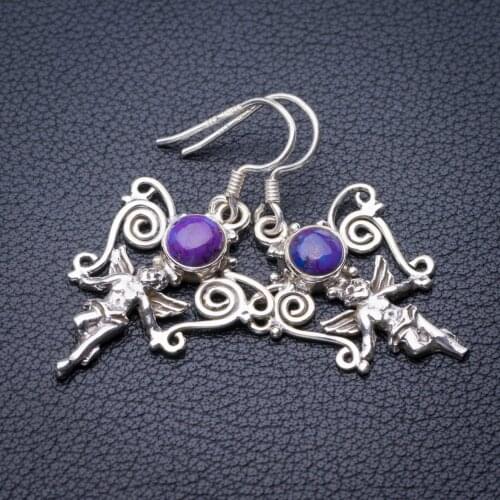 StarGems Natural Turquoise Angle Handmade 925 Sterling Silver Earrings 1.5" E0518