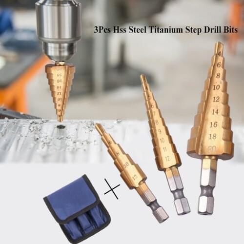 3-12 4-12 4-20mm HSS Titanium Coated Step Drill Bit for 4241 Metal High Speed Steel Wood Hole Cutter Step Cone Drill