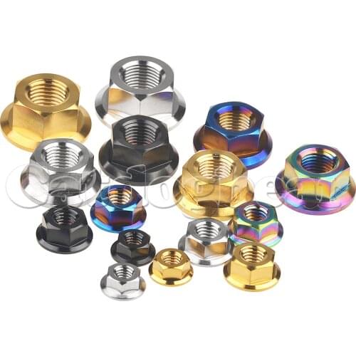 Catdogbear Titanium Nut M5 M6 M8 M10 M12 M14 M16 Flange Nuts for Bicycle Motorcycle Car