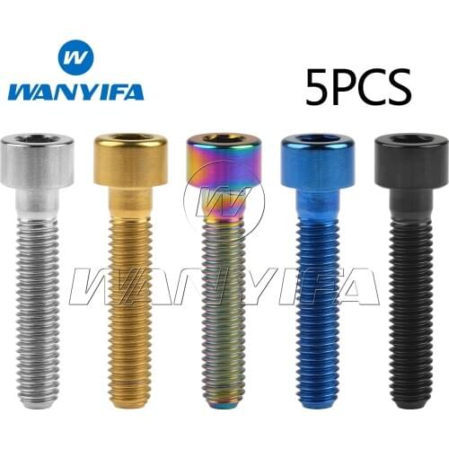 Wanyifa M6x30mm Titanium Ti Socket Cap Head Bolts Allen Hex Screw Bike Accessories 5Pcs
