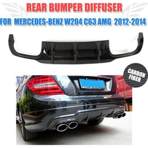 Carbon Fiber Rear Bumper Lip Diffuser Spoiler For Mercedes-Benz W204 C63 AMG C300 Sport 2012 2013 2014 Exhaust Diffuser