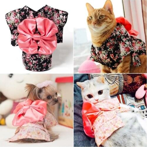 Corgi Japan Style Cat Dog Kimono Flower Girl Pet Clothes Cat York Kimono With Big Bowknot Dress Up Necessary For Small Shih Tzu
