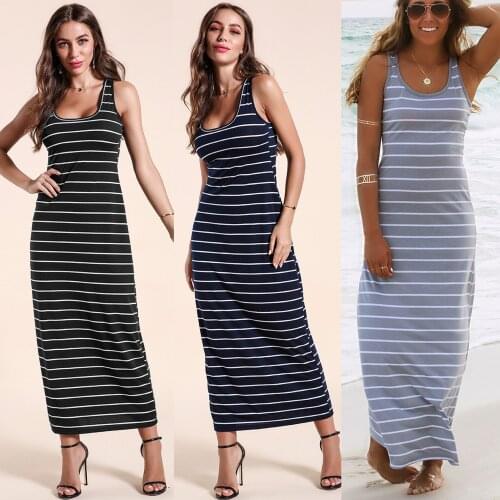 Sexy Sleeveless Dress Female 2021 Summer Spot Striped Sleeveless Dress Long Skirt Fashionable Sexy Beach Dress