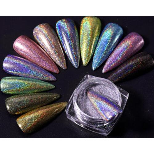 1Jar Nail Laser Dipping Powder 12 Colors Holographic Glitter Powder for a Manicure Laser Nail Glitter Pigment NailArt Decoration