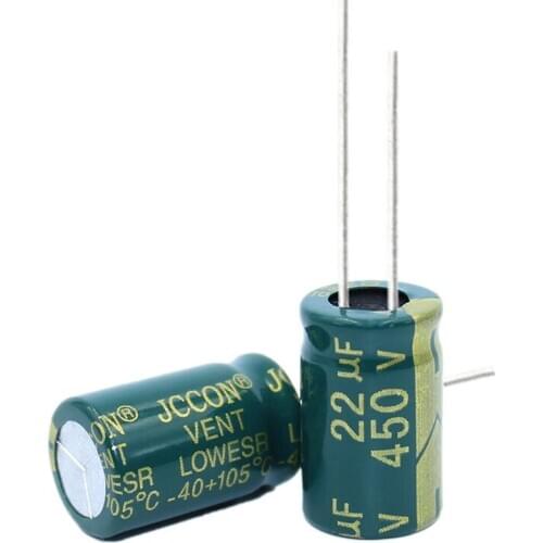 10pcs High frequency low resistance aluminum electrolytic capacitor 450v22UF 22uf450v volume: 13x21