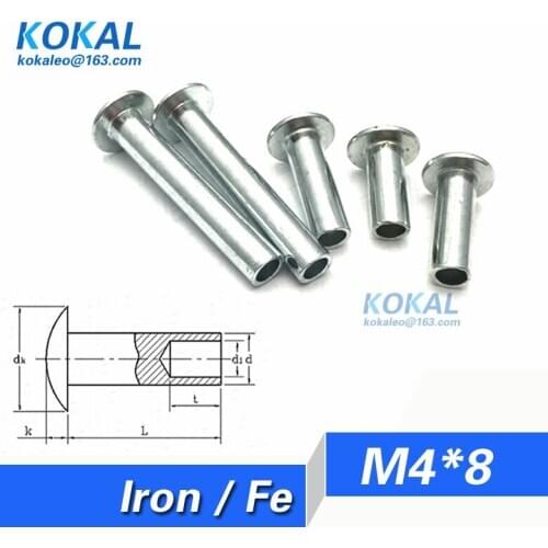 [YKFe-M4*8]100PCS all kinds all steel M4 Series OVAL head half hollow rivet M4*8mm tubular rivet