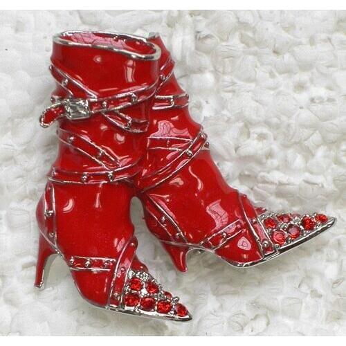 12pcs/lot Wholesale Fashion Brooch Rhinestone Enameling Shoes Pin High-Heeled shoes brooches C101217