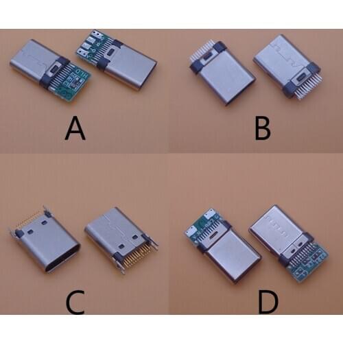 2pcs/5pcs DIY OTG USB-3.1 Welding Male jack Plug USB 3.1 Type C Connector with PCB Board Plugs Data Line Terminals for Android