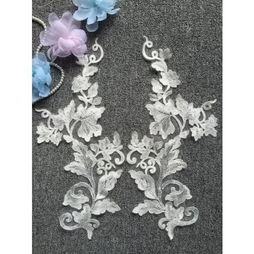 2 pieces of high-grade cotton line plain embroidery sequins lace flower cloth stickers DIY wedding dress veil accessories access