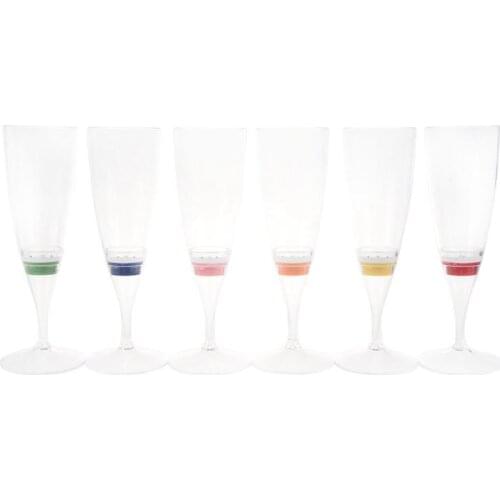 6 Set LED Light Wine Flute Light Up Liquid Activated Champagne Glasses for Wedding New YearParty Flute Multicolor