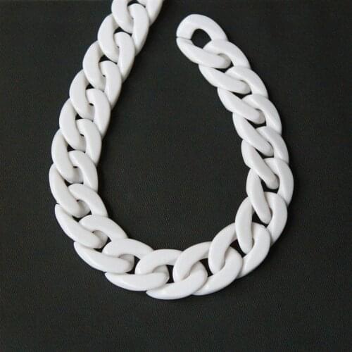 80pcs Solid White Acrylic Curb Chain Links,Plastic Curb Chain Links, Open Link per Size 23mmx16mm