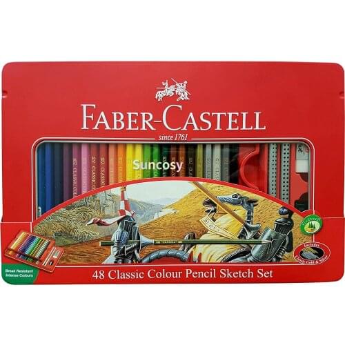 Faber Castell Premium Color Pencils, Tin box 48 color sketch set,48 Classic Colour Pencil Sketch Set