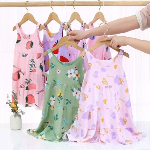 Baby Girl Strap Dress Love Flower 3-14 Years Fashion Printing Summer Seleeveless Dress Toddler Children Clothes Casual Dresses