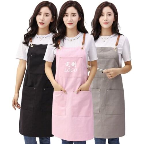 Chinese restaurant apron kitchen barista tea shop cotton men and women apron logo print